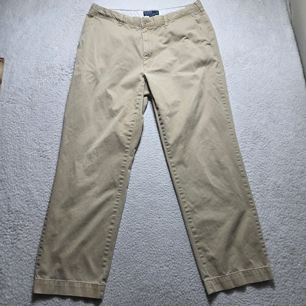 VTG 90s Polo Ralph Lauren Chino Pants Mens 38x32 Tan Cotton Classic Straight